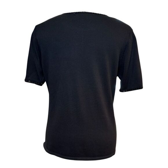 Gladys Bagley Knit Top Sz. XL Beaded Neckline/Center Black Vintage - Picture 3 of 7